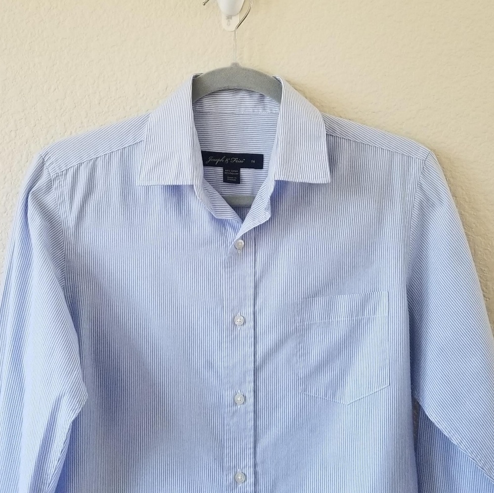 Joseph & Feiss youth size 16 blue white pinstriped - Picture 2 of 6